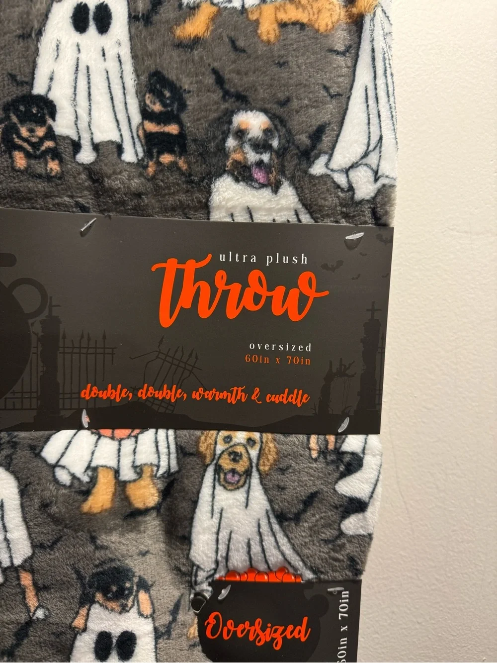 Halloween Dogs Ghost Costume Throw Blanket viral NWT